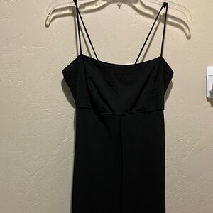 EUC Onyx Nite Sz 6 Classic Black Spaghetti-Strap Crepe & Sheer Crepe Fabric Dres